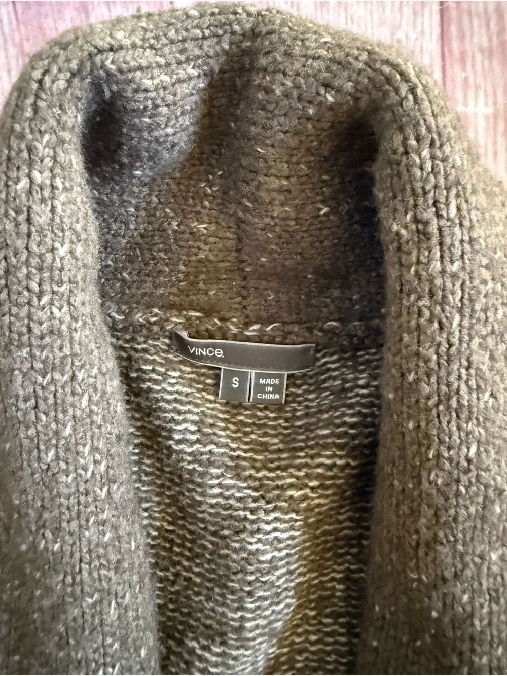 Vince Chunky Taupe Wool Silk Cashmere Open-Front Cardigan Size Small